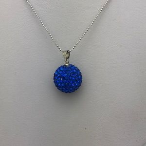 Blue CZ Disco Ball Necklace 18β
